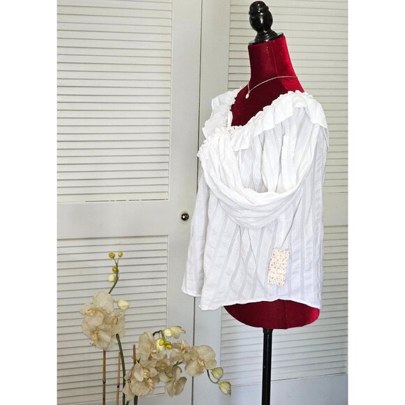 NWT Free People White Cotton Lily of the Valley Blouse Size XS 1989 - Picture 3 of 9